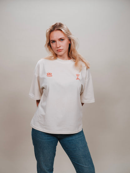 Locæl Cafe - Vintage White T-shirt - 240 GSM