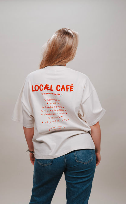 Locæl Cafe - Vintage White T-shirt - 240 GSM