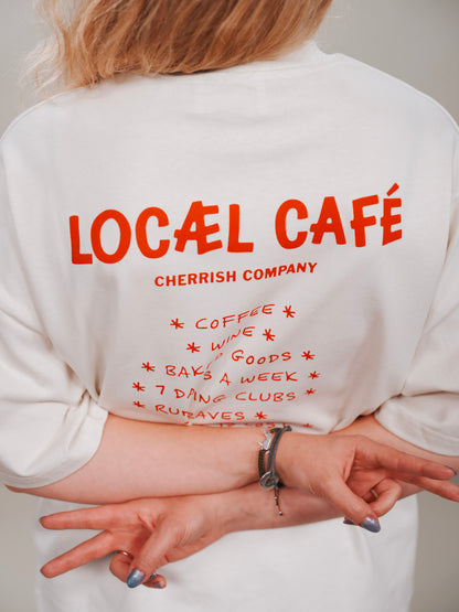 Locæl Cafe - Vintage White T-shirt - 240 GSM